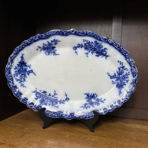 Flow Blue Touraine 1898 Stanley Pottery Large 17" Platter made in England Ant - Picture 1 of 6