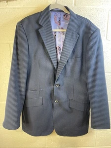 Giacca blazer William Hunt 42R Seersucker cotone blu navy nero fila Savile - Foto 1 di 9