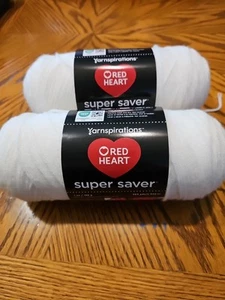 2 NUOVI RED HEART SUPER SAVER filato acrilico uncinetto maglia BIANCO 7 oz SPEDIZIONE GRATUITA - Foto 1 di 4