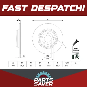 2x Brake Discs Pair Solid fits AUDI A6 C7, C8 Rear 2010 on 300mm Set Bosch New - Picture 1 of 6