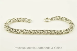 Textured Sterling Silver Double Curb Link Bracelet 7.5" x 7.4mm 13.3g Danecraft - Picture 1 of 4