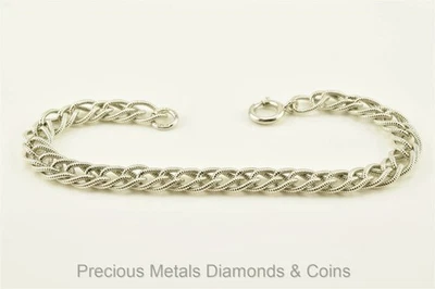 Textured Sterling Silver Double Curb Link Bracelet 7.5" x 7.4mm 13.3g Danecraft - Image 1 of 4