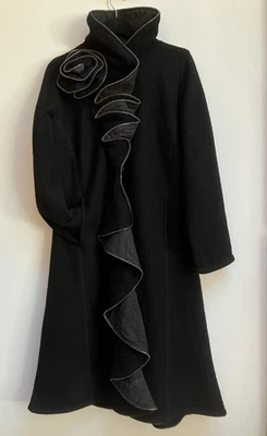 Abrigo Covelo N/C/Etiquetas Lana Hervida Negra 100% Cremallera Borde Impresionante cuando está en favorecedor Foto 1 de 4