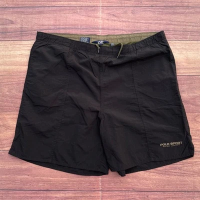 Bañador Pantalones Cortos Vintage Años 90 Polo Sport Ralph Lauren Malla Forrado Negro Talla XL Foto 1 de 4