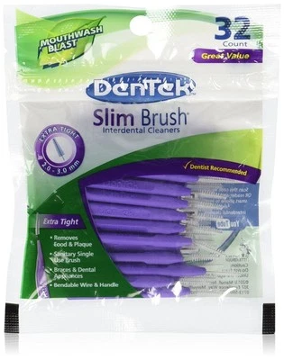 DenTek Slim Brush Interdental Cleaners Extra Tight Teeth Mouthwash Blast 32 Each - Image 1 of 4