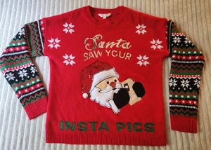 Weihnachtspullover Damen Medium 7/9 Santa Instagram Party Urlaub Festlich - Bild 1 von 5