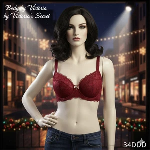 Victoria's Secret Body von Victoria ungefüttert Halb BH 34DD rot Spitze Anhänger - Bild 1 von 12
