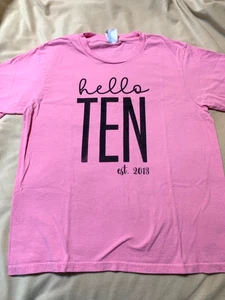 Port Company girl's fun tee shirt Hello Ten pink size M - Picture 1 of 6