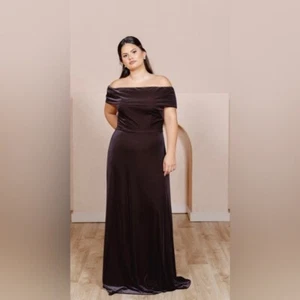 Revelry Womens Court Off the Shoulder Velvet Maxi Dress in Dusty Purple Size 10 - Picture 1 of 12