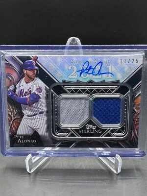 2022 TOPPS STERLING!  PETE ALONSO!  ON-CARD AUTO!  #/25!  DUAL RELIC!  NY METS! - Image 1 of 2