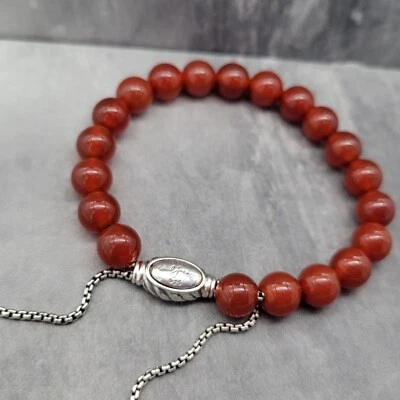 David Yurman plata esterlina cornalina broche deslizante pulsera de cuentas espirituales Foto 1 de 4