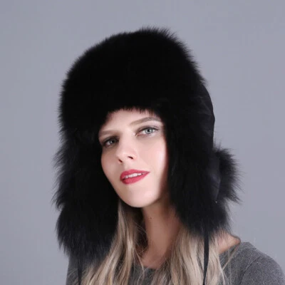 2020 Fashion Womens Cap Fox/Raccoon Fur Hat Russian Ushanka Warm Winter Hat - Image 1 of 4