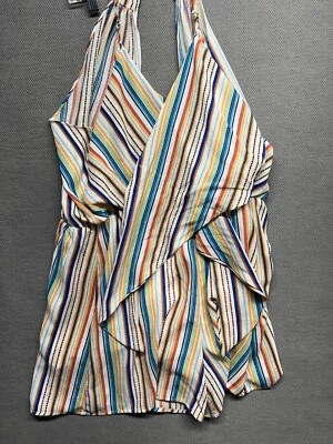 Mameluco para mujer MUSTARD SEED rayas cuello en V lazo forrado sin mangas cremallera talla S Foto 1 de 4