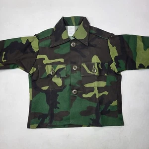 Camicia vintage NOS giovanile militare bosco mimetica manica lunga con bottoni taglia 4 - Foto 1 di 6