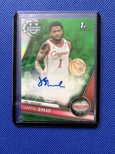 Topps Bowman Chrome U Jamal Shead 1st Bowman GREEN Refractor Auto #1/99 JERSEY# - Picture 1 of 2