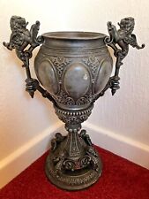 Antique Oil Lamp Base Urn Shape Mythical Creatures Lions Wings Rare Decorative
