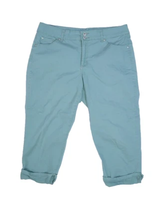 Pantalones capri Bandolino para mujer verdes con bolsillos delanteros planos con solapa bohemio con puños 14 Foto 1 de 4