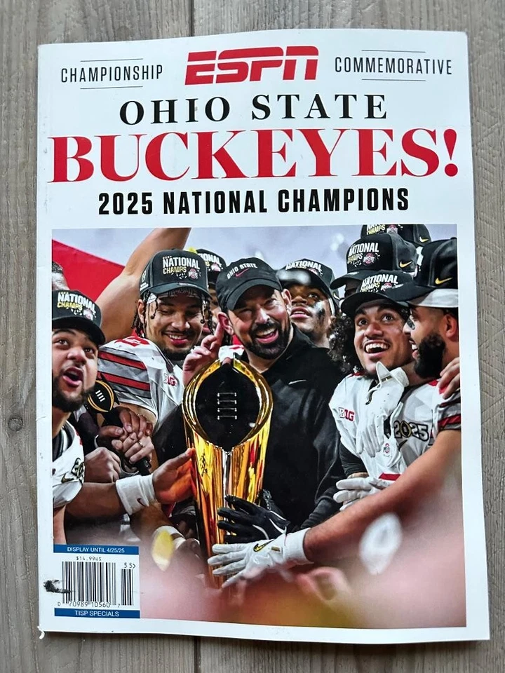 2025 OHIO STATE BUCKEYES ESPN SPECIAL EDITION National Champions WHITE COVER New Foto 1 de 1
