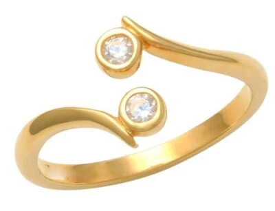 Anillo de plata 925 ajustable con doble bisel de diamantes simulados de 0,20 quilates para mujer Foto 1 de 4