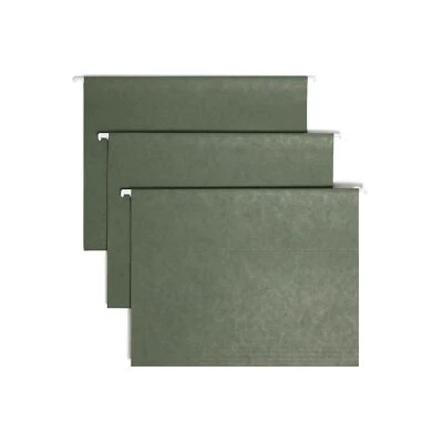 Smead Letter Size Hanging File Folders 25 Pack Green with Poly Tabs