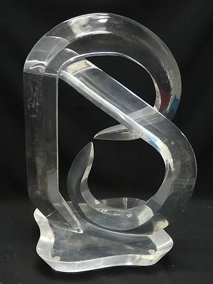 HUGE MCM MODERN VAN TEAL LUCITE 22" SCULPTURE BIOMORPHIC FREE FORM ABSTRACT - Image 1 of 4