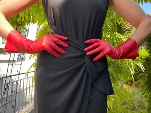 Elegante Lederhandschuhe Damen rot 7 - Bild 1 von 11