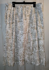 NWT WOMENS cj banks BEIGE W/ WHITE LINEN BLEND LINED PULL ON FULL SKIRT  SIZE 1X - Picture 1 of 3