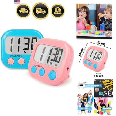 Classroom Digital Timers for Teachers Kids Large Magnetic Blue Pink 2 Pack - Image 1 of 4