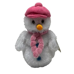 Neu mit Etikett Aurora Frostbite der Schneemann Plüschtier Stofftier rosa Mütze Schal - Bild 1 von 7