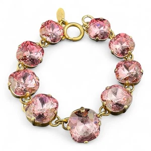 Brazalete Tenis Catherine Popesco Chapado en Oro 12mm Rosa Claro Cristal Swarovski - Imagen 1 de 6