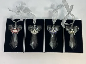 4er Set facettierte Glas Engel Ornamente mehrfarbig von Valerie 5" hoch Weihnachten - Bild 1 von 6