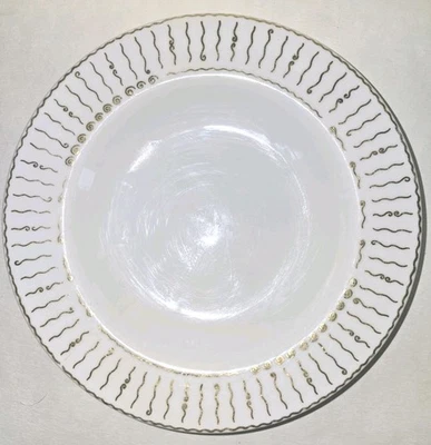 Juego de 2 cuencos de sopa Pottery Barn NILE de cerámica blanca de 8,5" con líneas doradas onduladas Foto 1 de 4