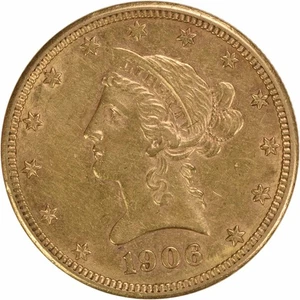 Deslizante Liberty Head AU Gold 1906-D $10 sin certificación #857 - Imagen 1 de 2