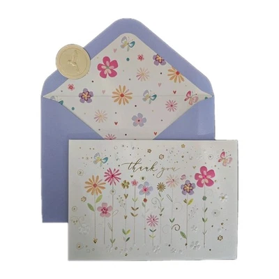 Cartão de agradecimento floral papiro por dentro em branco  - Imagem 1 de 4