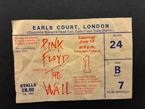 Pink Floyd The Wall Live  Ticket 1981 - Foto 1 di 1