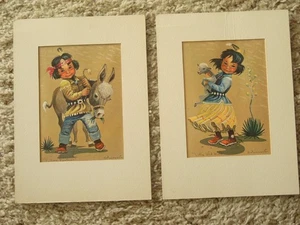 Vintage "gelbe Feder" & "kleiner wilder Wind" Monte Monteague Drucke 9"x12" - Bild 1 von 5