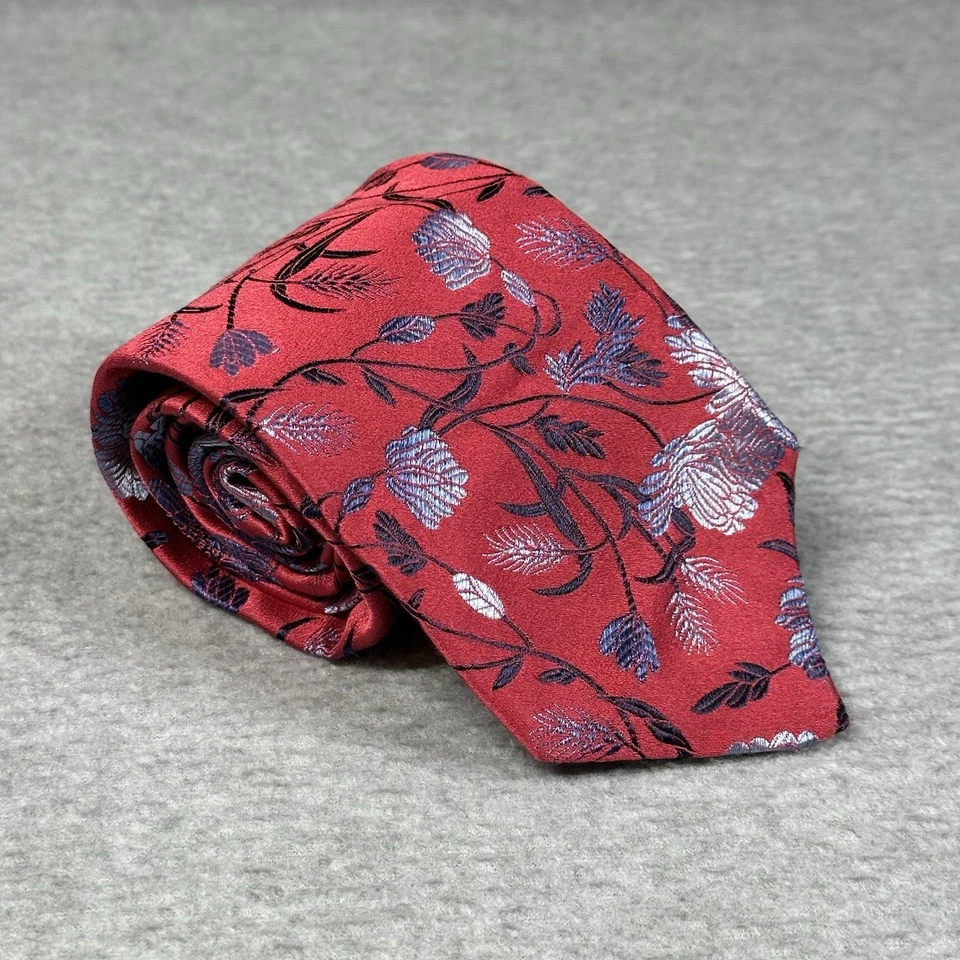 Vintage Altea Milano Red Floral Silk Tie Handmade Italy 1990s Elegant & Rare - Изображение 1 из 4