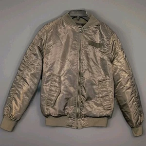 Southpole Jacket Boys Large 14 16 MA-1 Green Satin Military Bomber Coat Utility - Picture 1 of 14