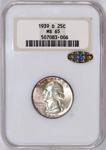 1939-D Washington Silver Quarter | NGC Fatty MS65 Gold CAC | Undergraded! Cover