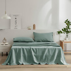 Linen Sheets Full Size,100% Stonewashed Pure French Linen Sheets 16Inch Deep Poc