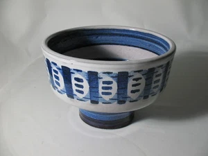 Escuela técnica Höhr Grenzhausen cuenco pintura azul-gris - Imagen 1 de 5