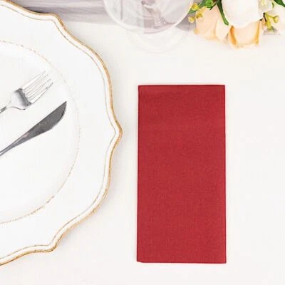 BURGUNDY 20 Rectangular 17" x 12" Airlaid Paper Disposable Dinner NAPKINS Party - Image 1 of 4
