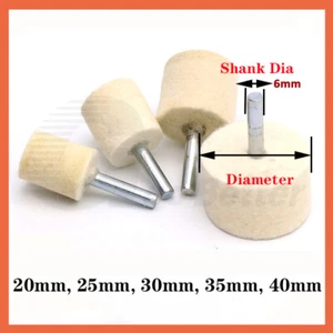 Wool Felt Polishing Wheel 20-40mm Buffing Dremel Rotary Tool 6mm Shank Cylinder - Picture 1 of 6