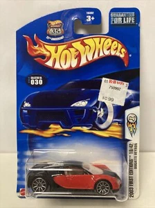 2003 Hot Wheels #30 First Editions 18/42 BUGATTI VEYRON Black/Red w/Chrome 10 Sp - Picture 1 of 2