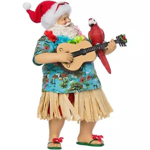 Tropical Tidings Beach Santa with Parrot Fabriche Christmas Figurine C7438 New - Picture 1 of 9