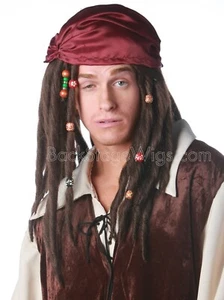 Deluxe Captain Jack Sparrow Theatrical Halloween Costume wig - Picture 1 of 1