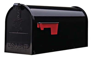 Mailboxes Elite Galvanized Steel, Medium, Post-Mount Mailbox in Black - Picture 1 of 5