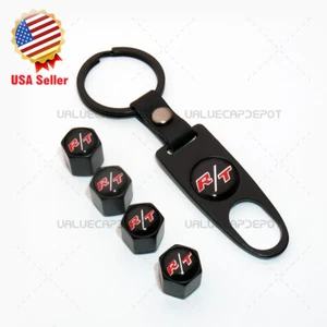 Universal 3D Car Wheel Tire Valves Dust Stems Air Caps Keychain R/T Logo Emblem - Picture 1 of 6