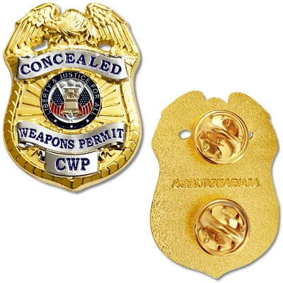 隐藏武器许可证别针 - 第二修正案新奇 - 鹰爱国徽章 — 第 1/4 张图片