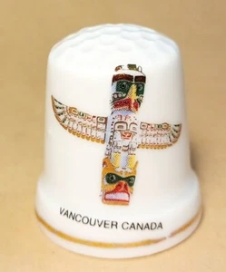 Vancouver BC Canada Souvenir Thimble Crooked Totem Pole Design Ceramic - Picture 1 of 5
